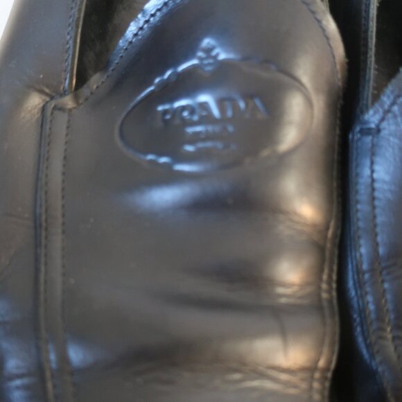 Mens Prada Black Leather Slip On Shoes 9.5 main image 8